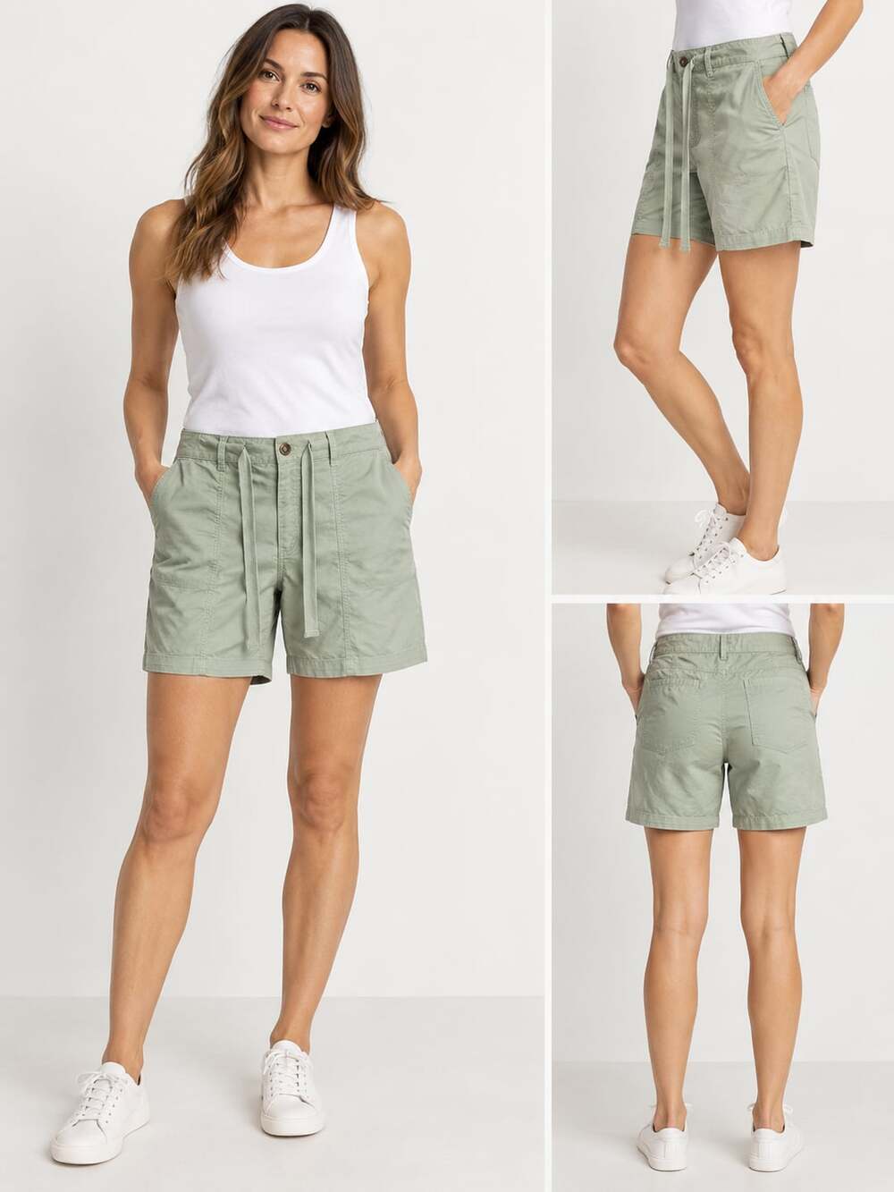 Tahari Desert Sage Drawstring Waist Utility Shorts Style size 16